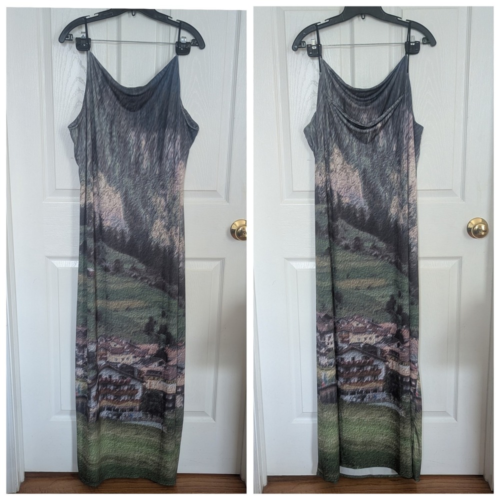 Whimsigoth Scenic Landscape Mesh Maxi Dress COLLUSION Plus Size 20